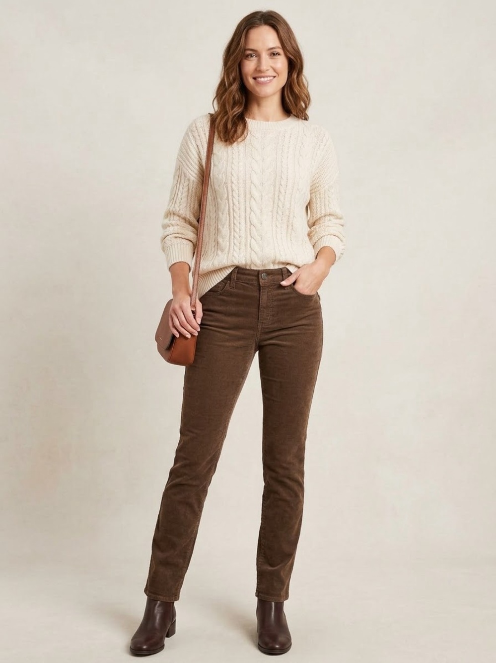 Ann Taylor LOFT Brown Corduroy Pants Modern Straight Leg Size 6 / 28 Stretch